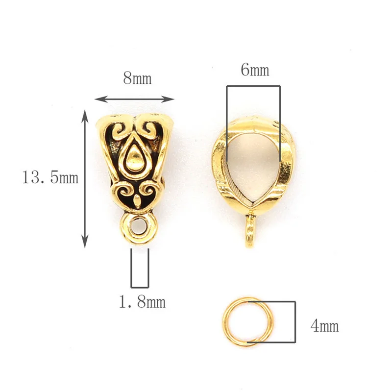 20PCS Beads Bails Connector Charms Pendants Jewelry Findings Making Accessory DIY Necklace Multicolor Big Hole Beads Bails