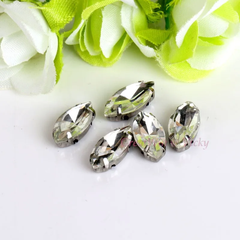 أحجار الراين الزجاجية! شكل عين الحصان الماس مع مخلب ماركيز الشكل خياطة على قاعدة معدنية ستراس مشبك حجر الزفاف الديكور