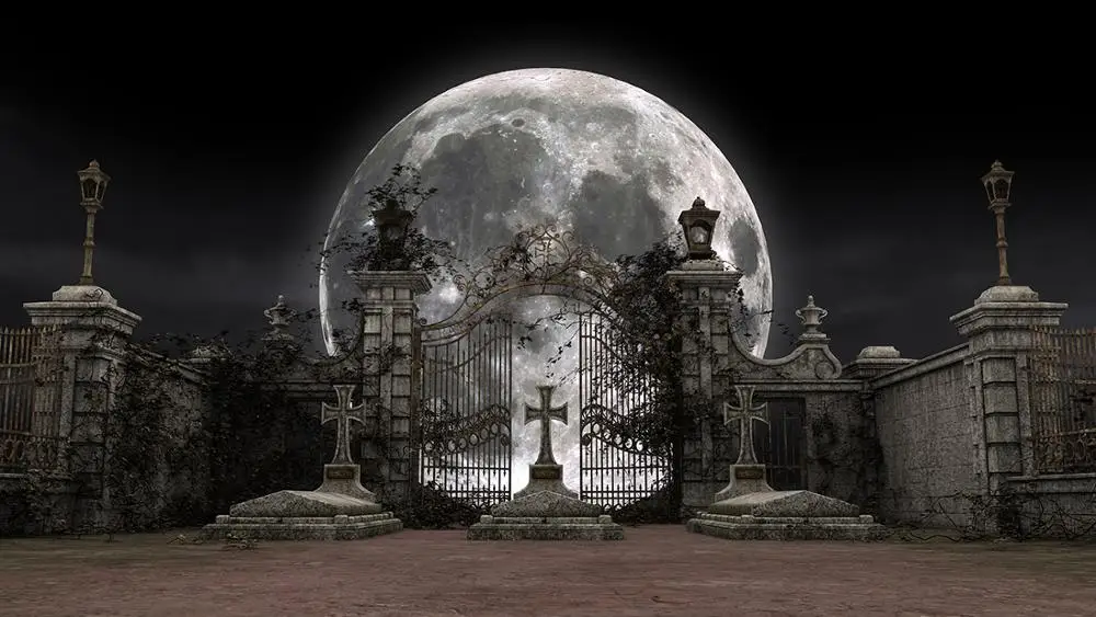 كابيسكو هالوين القمر ليلة خلفية مقبرة مقبرة خلفية حفلة الرعب الطفل الكبار صور الدعامة استوديو