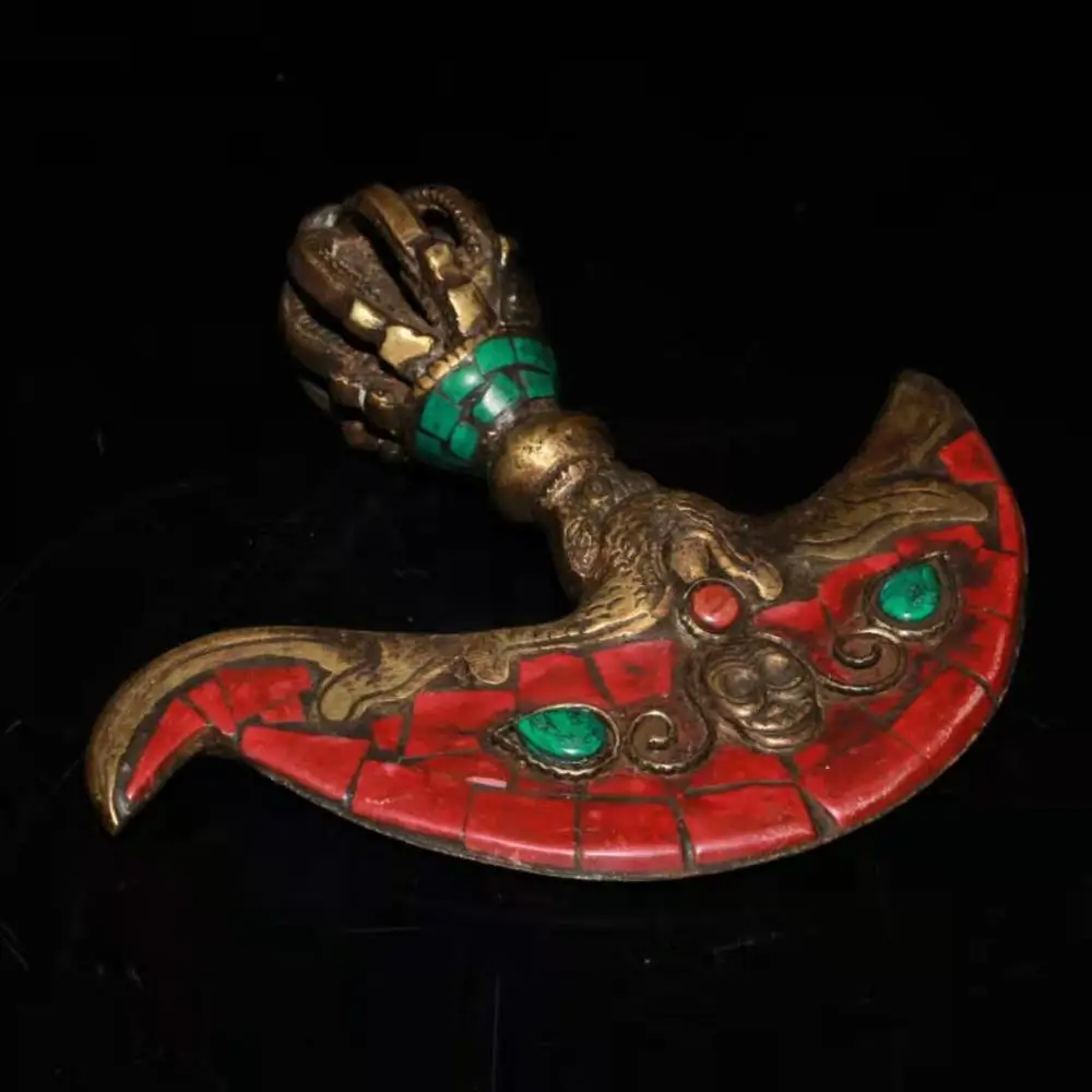 Rare old Tibet turquoise&gems&copper Buddhism to avoid evil,Free shipping