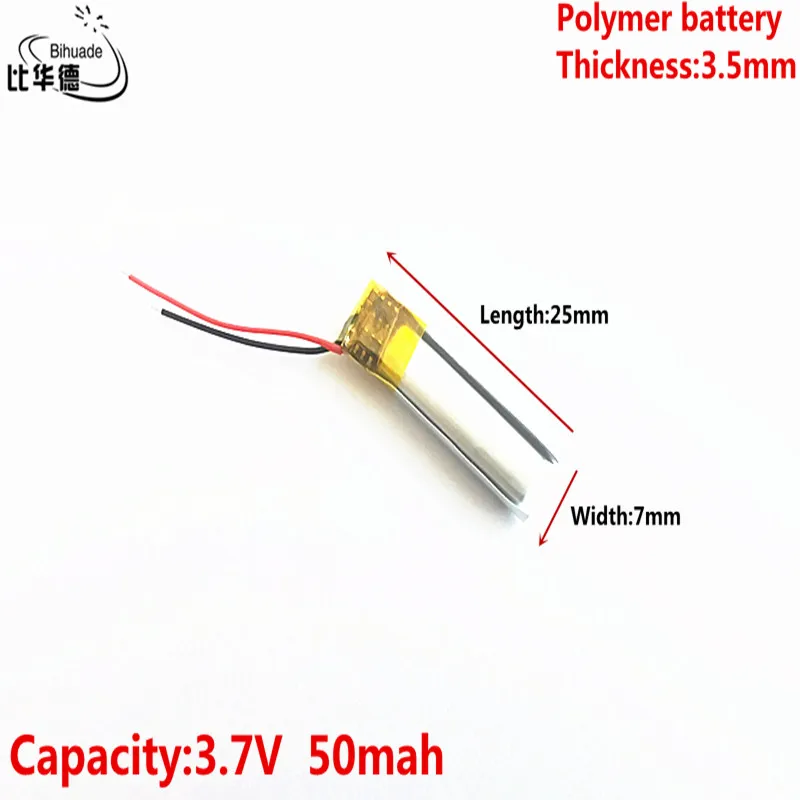 

Хорошее качество 3,7 V,50mAH, 350725полимерный литий-ионный/литий-ионный аккумулятор для Bluetooth, 4 поколения батарея для наушников