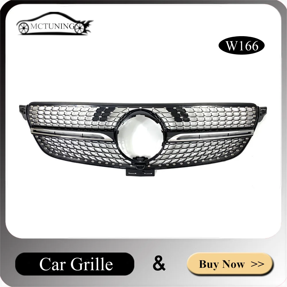 

Car Grille Diamond Style Mesh Grill Grilles For GLE Class W166 2015+ Glossy Black Front Racing Grilles