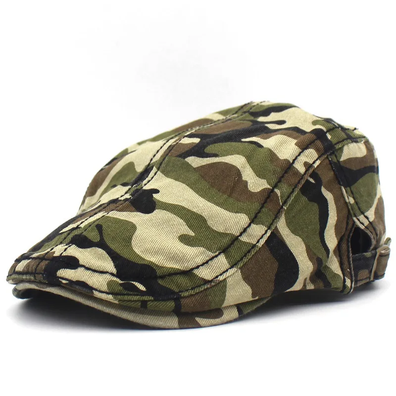 2021 four seasons Camouflage print Newsboy Caps Cotton Flat Peaked Cap Men and Women Painter Beret Hats 28