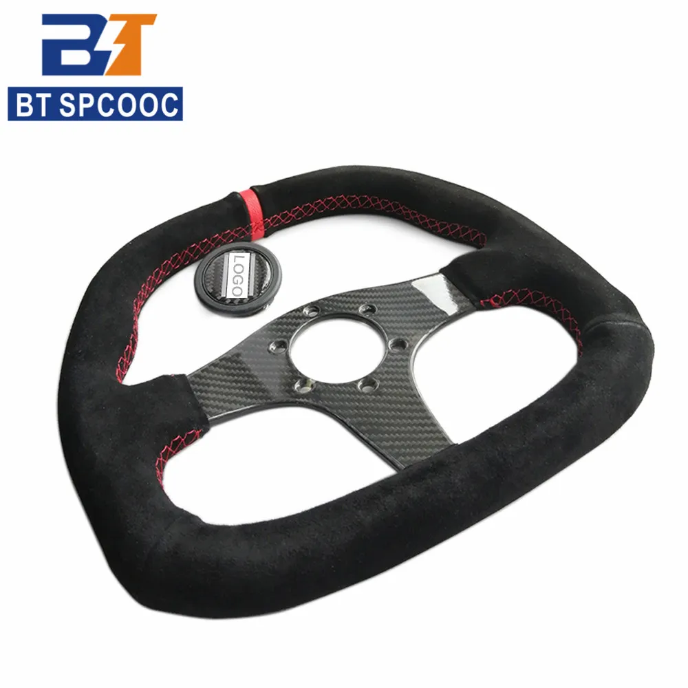 

Carbon Fiber Suede Steering Wheel 13inch 310mm Car Racing Drift Sport Steering Wheel Universal With OM-Horn Button PCD70MM Red