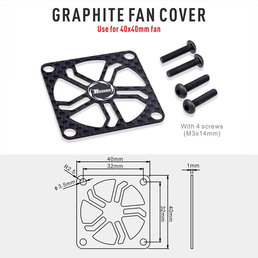 Rocket-Rc RC ESC Koelventilator Beschermhoes Guard 30mm 40mm Metalen Koelventilator Cover Koolstofvezel Afdekplaat met Schroeven Onderdelen