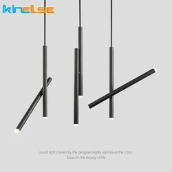 Lámpara colgante de tubo largo nórdico para comedor, luz LED de doble tubo, carril ajustable, iluminación de decoración para Isla de cocina