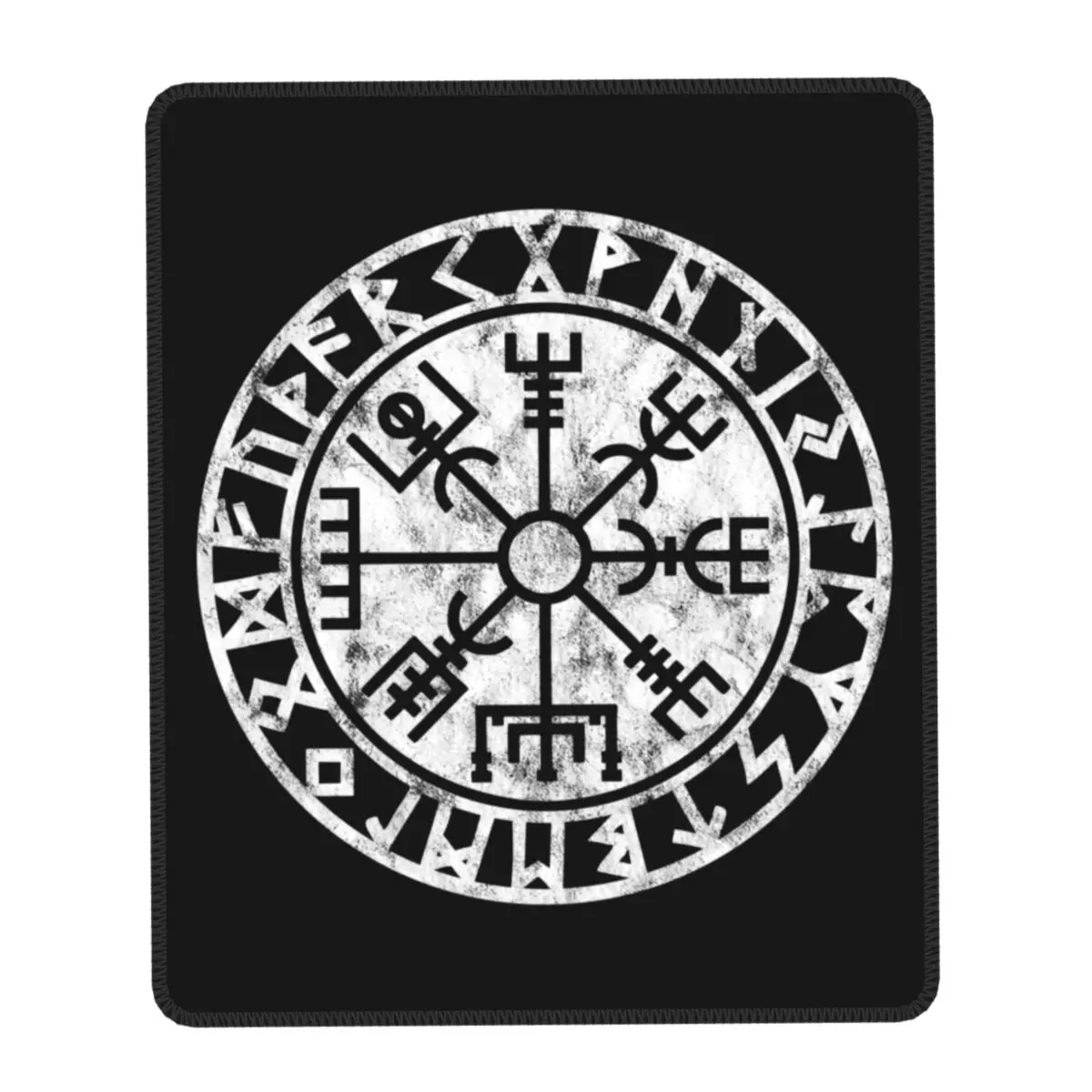 Vintage Vegvisir Symbol Mouse Pad with Locking Edge Gaming Mousepad Anti-Slip Rubber Norse Viking Compass Office Laptop Mat