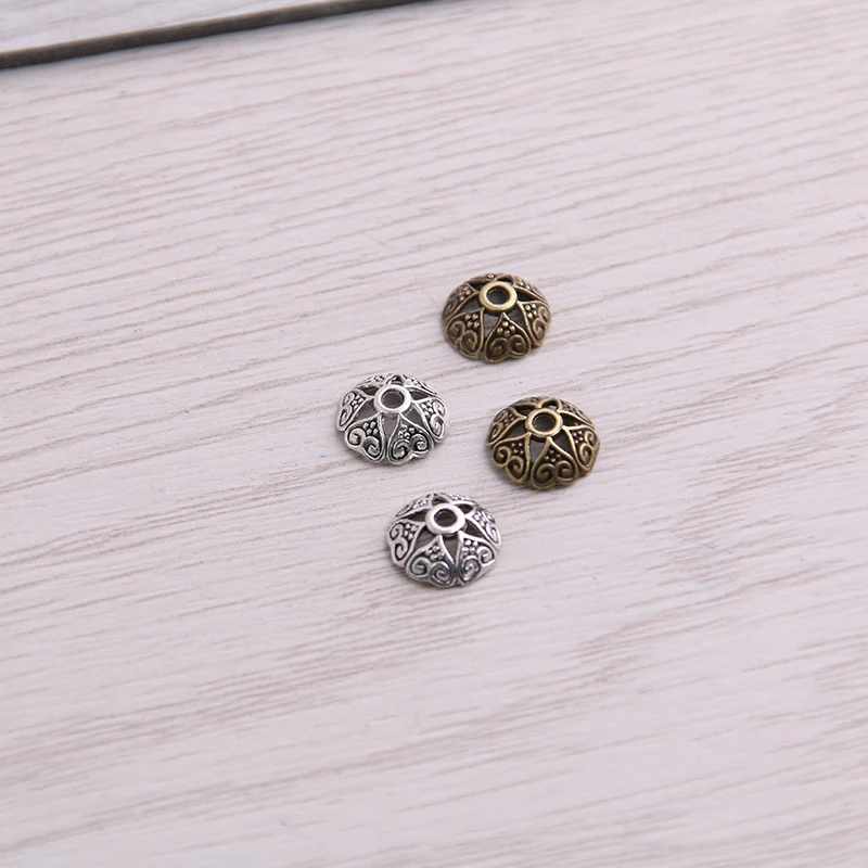 SWEET BELL  300pcs 3*8*8mm Two Color Receptacle Hollow MINI Flower DIY Spaced Jewelry Accessories Charms For Jewelry Making