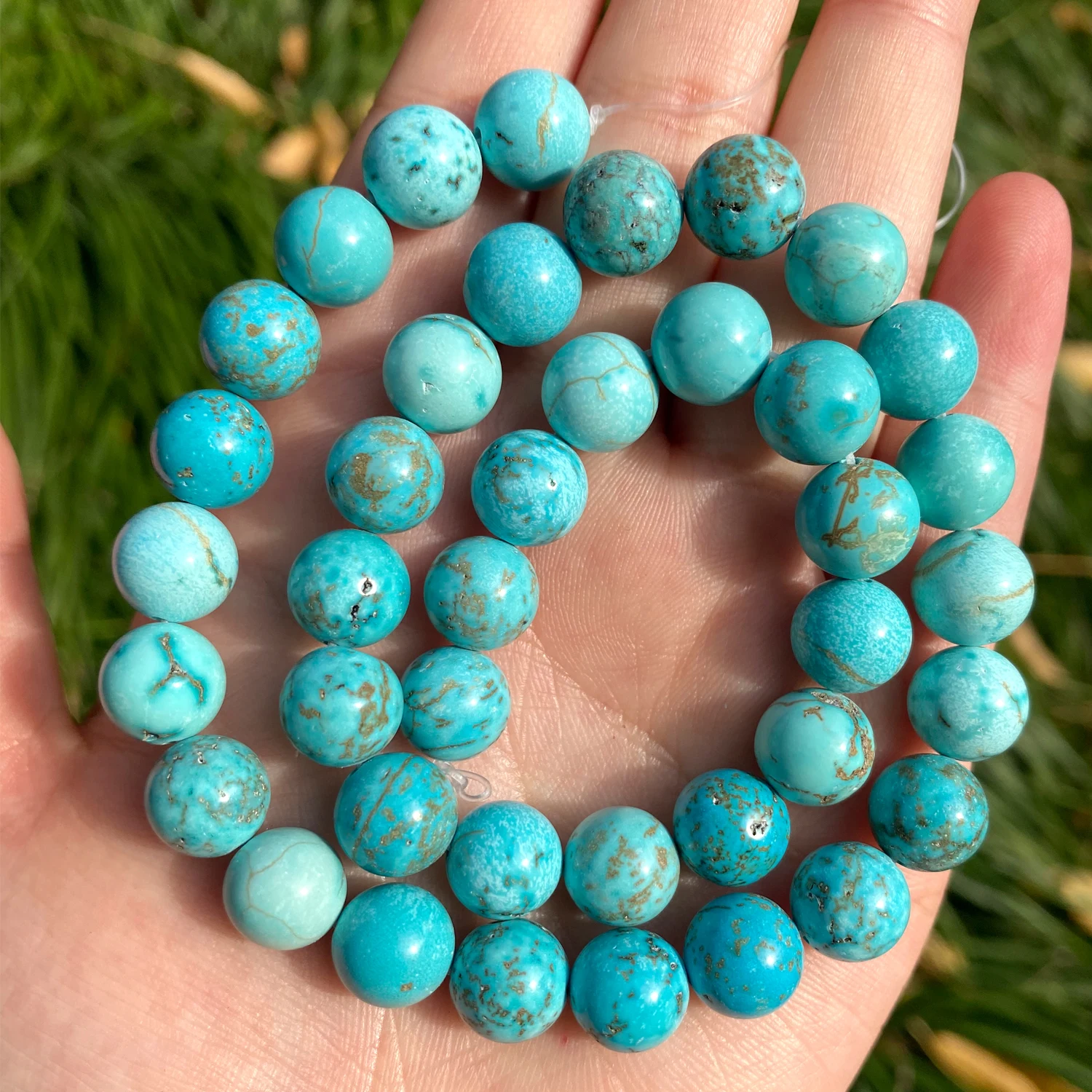 Wholesale Natural Stone Beads Blue Turquoise Round Loose Beads For Jewelry Making DIY Bracelets Necklaces 4 6 8 10 12mm 15inch