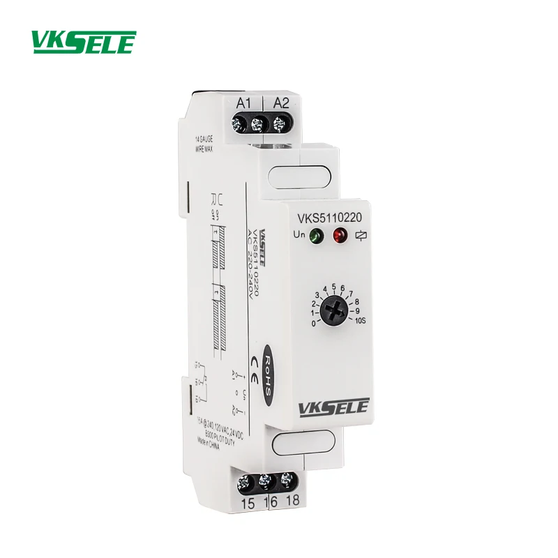 

Yueqing factory VKS5120 15A DPDT ON delay OFF delay waide voltage timer relay switch