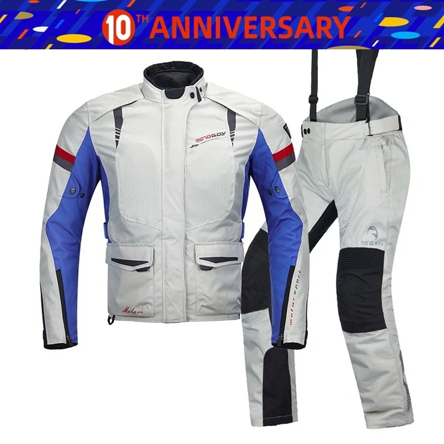 

Free shipping 1set MOTOBOY Waterproof Warm Windproof Motocross Off-Road Racing Oxford Clothes Motorcycle Jacket and Pants