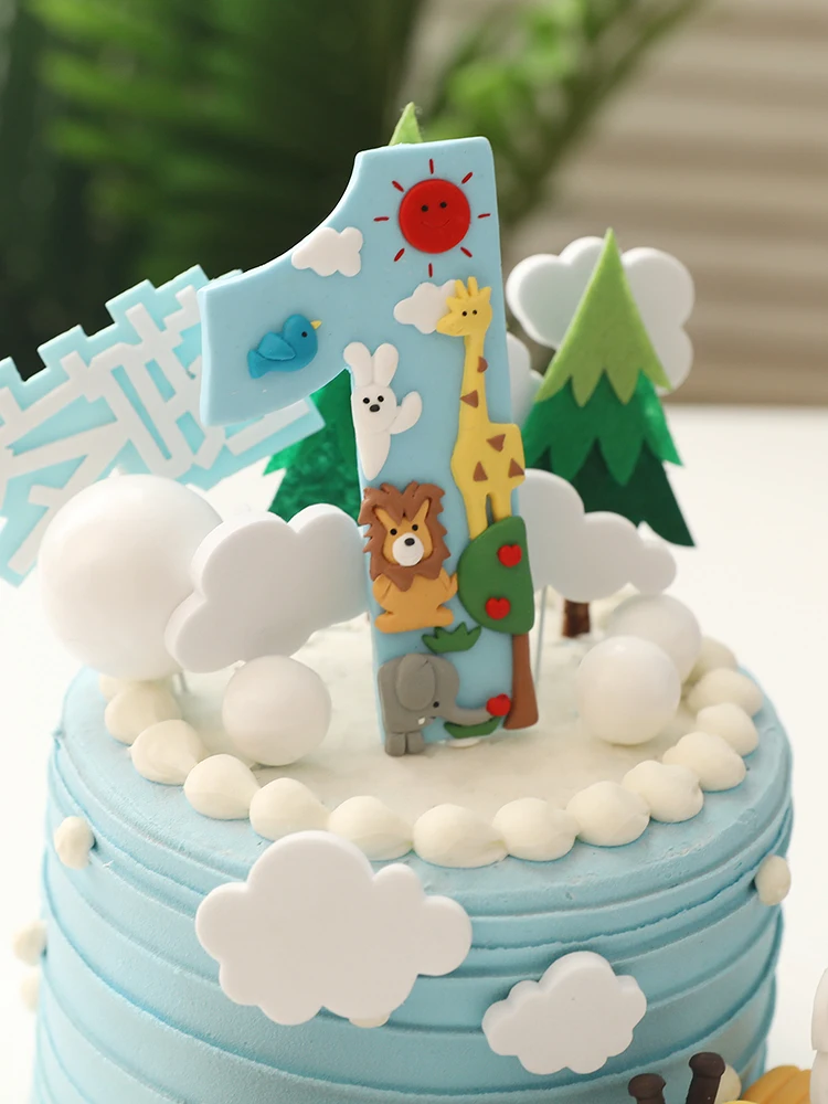 Animal Train 1 Cake Topper Kids 1st Birthday Party Decoration Boy Prince One Year Old First Birthday Cupcake Cake Toppers image 6
