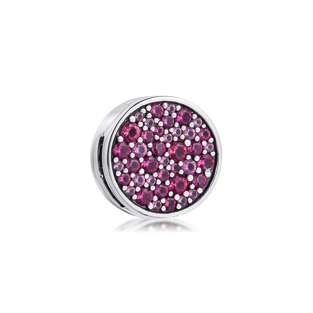 

Reflexions Pink Pave Clip Fit Charm DIY 2021 Kralen Bracelet Femme Fashion 925 Sterling Silver Beads for Jewelry Making
