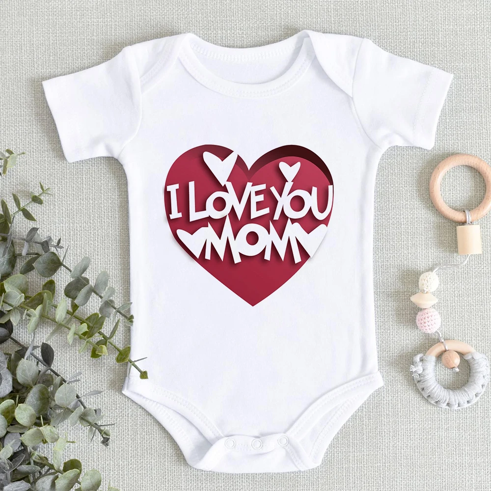 I LOVE YOU MOM Newborn Baby Girl Boy Clothes Aesthetic Fashion Harajuku Toddler Jumpsuits Soft Comfy Home Casual Ropa De Debe