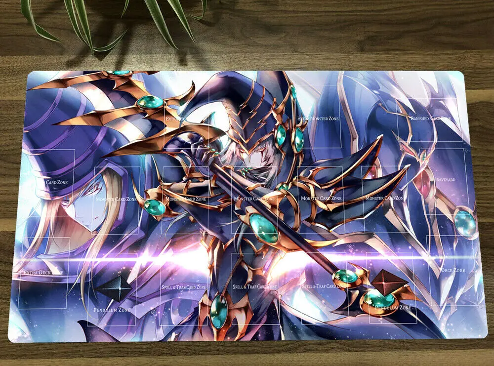 NEW YuGiOh Dark Magician Trading Card Game Mat Mouse Pad Yugioh Playmat TCG CCG OCG Mat With Zones + Free Bag Gift