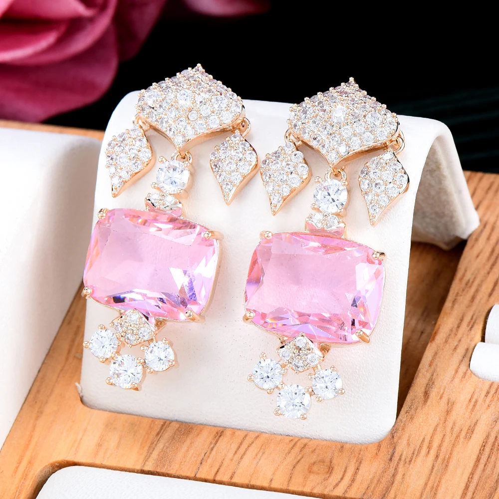 

Missvikki New Shiny 3 Colors CZ Drop Earrings For Women Girl Daily Fashion Gift Bridal Wedding Trendy Jewelry Spring Summer Hot