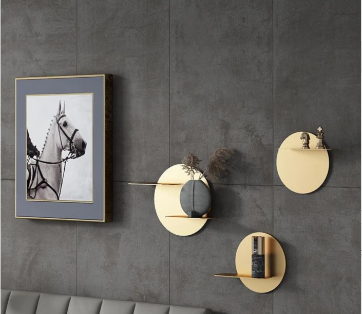 Modern Wrought Iron Round Wall Holder Items Home Livingroom Background Wall Shelf Decoration Kitchen Bathroom Wall Bracket Decor image 3