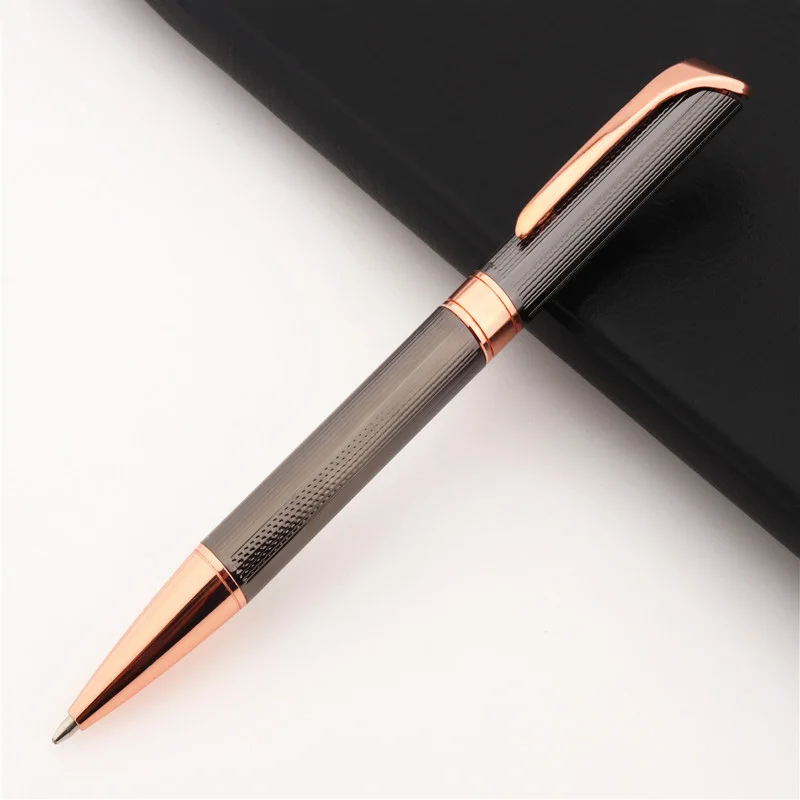 Luxury High Quality 719 Gray rose gold Business Office Ballpoint Pen Student School Stationery Supplies Blue Ink