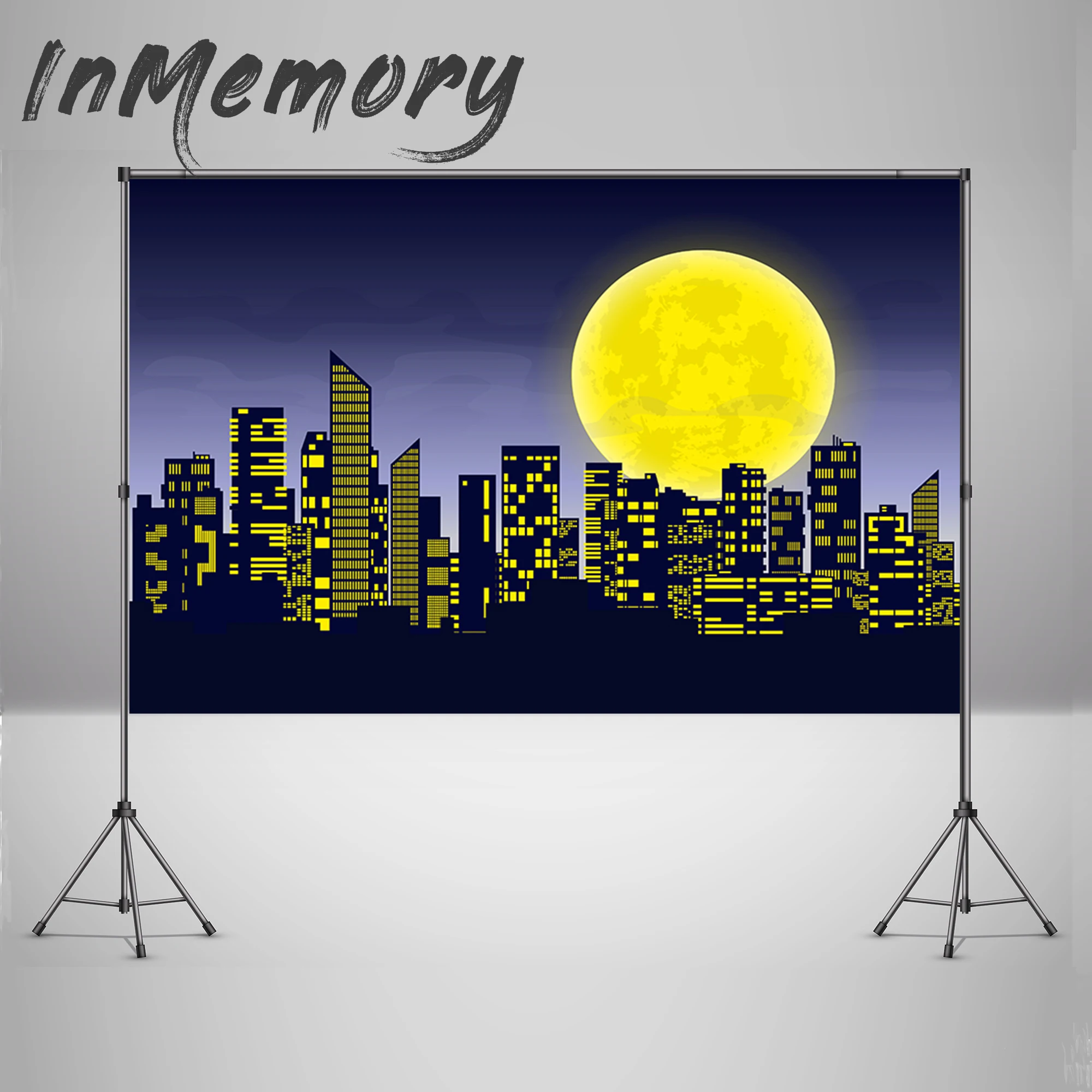 Cirty Building Moon Night Baby Shower Birthday Party Backdrop Photography Background For Photo Studio Photophone