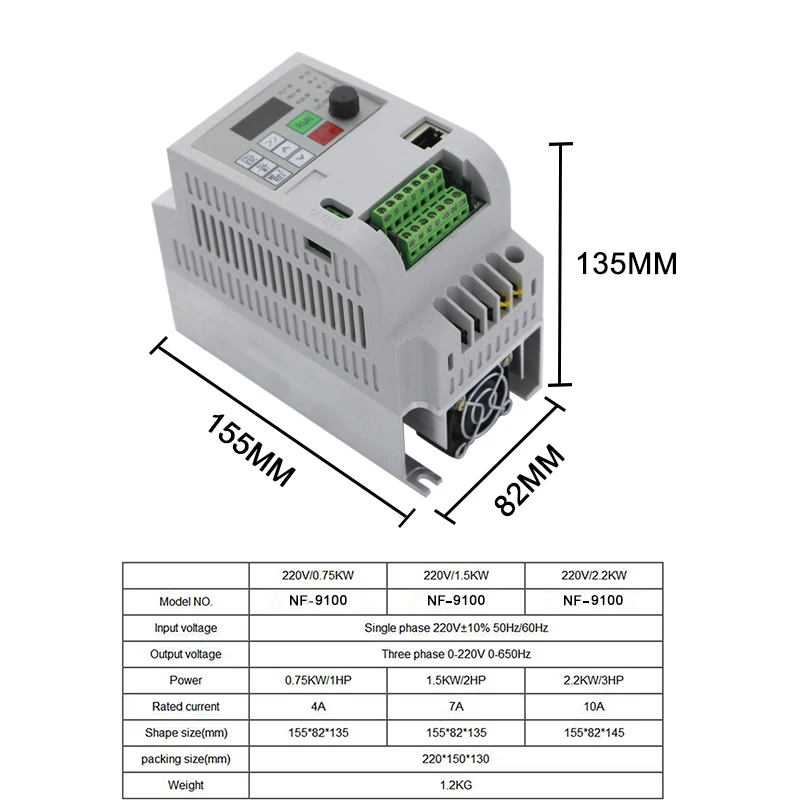 Imagem -04 - Vevor Vfd Inversor de Freqüência 1.5 2.2 3.0 4.0 7.5kw 220v Fase Conversor de Frequência de Velocidade Variável para Fresadora Cnc