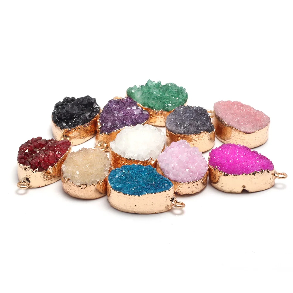 Natural Stone Druzy Agats Pendants Water Drop Shape Agats Pendants for Jewelry Making DIY Necklace Size 16x25mm