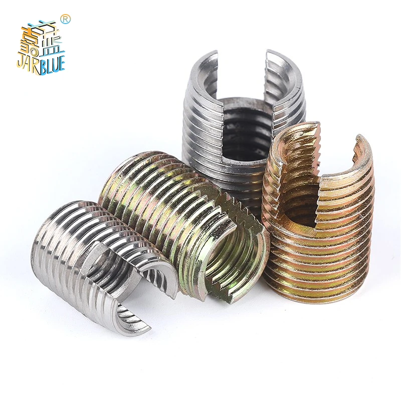 Insertos roscados de acero inoxidable galvanizado, insertos de reparación de rosca de Metal, tornillo ranurado autorroscante, 4-60 piezas, M2 a M12