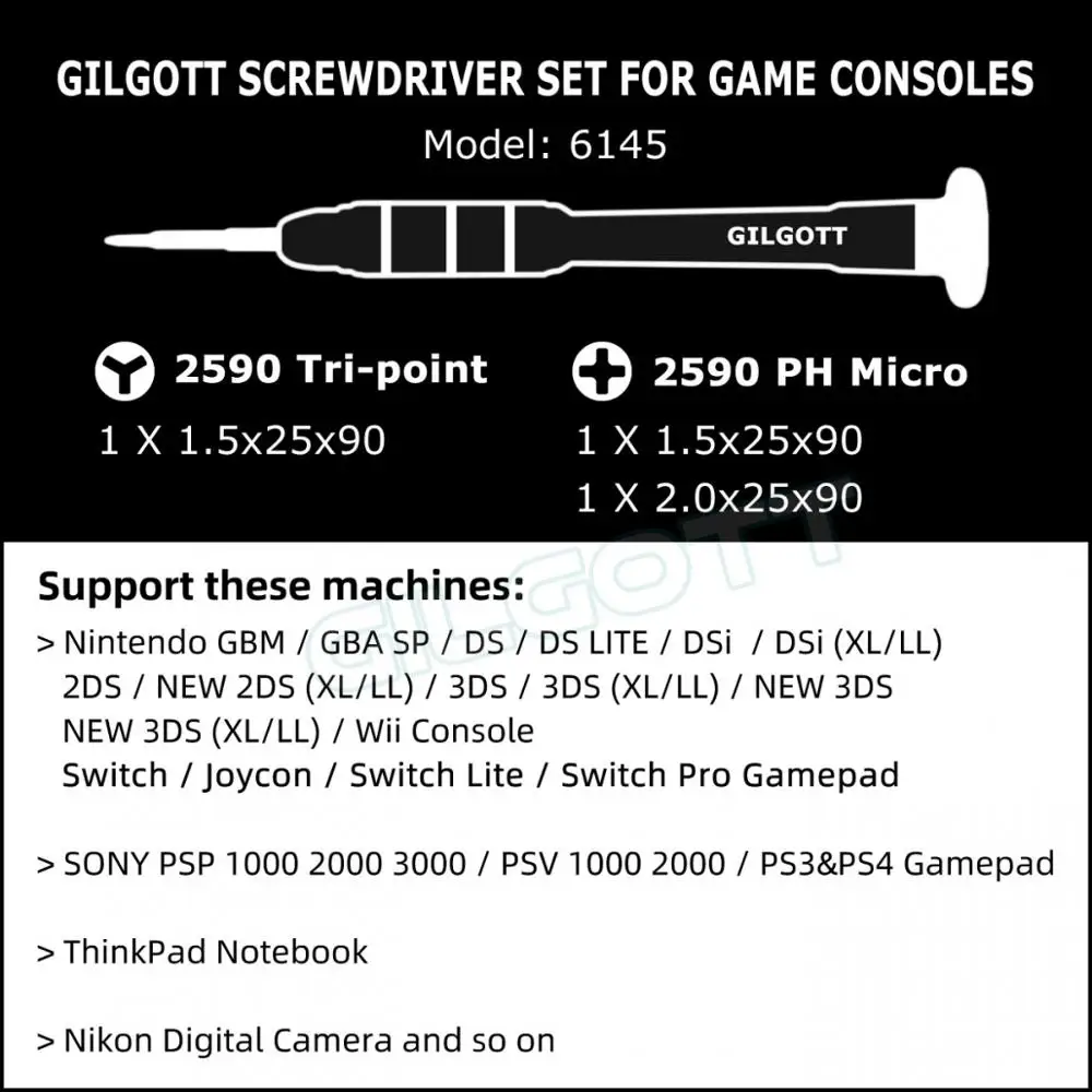 Gilgott-Nintendo Switch lite用ドライバー付きオープンツールセット,Nintendo Switch用,joycon proコントローラー,new3ds dsill,phillips 2.0 y1.5,8in 1