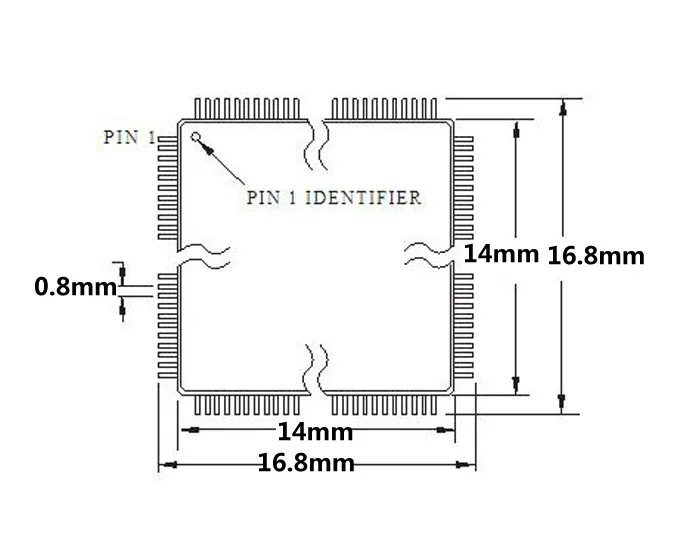 IC234-0604-024 Test Socket QFP64 TQFP64 Ic Socket Pitch = 0.8Mm Size = 14X14Mm 16.8x16.8mm