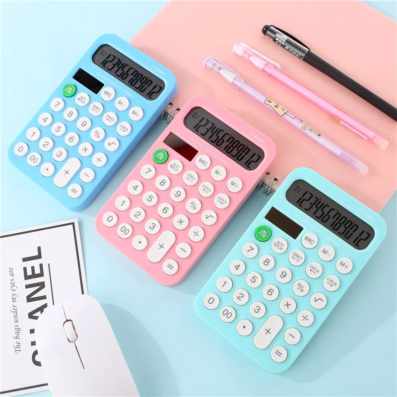 Pro Mini Rekenmachine 12 Cijfers Display Dual Voeding Leuke Candy Calculadora Solar Hesap Calculatrice Solaire