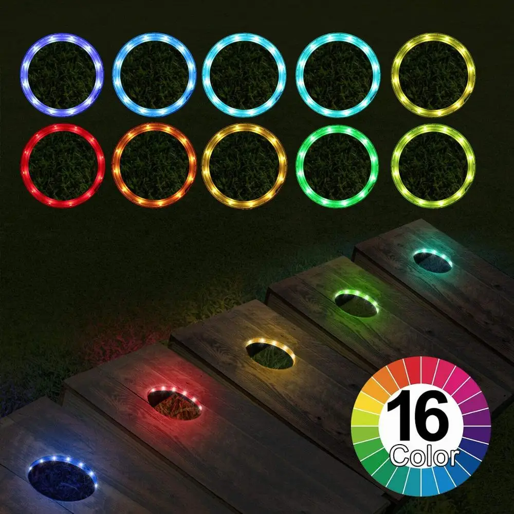 ETOP-RGB LED Cornhole Lights, 16 Color, Bean Bags Toss Game, Conjunto de 2