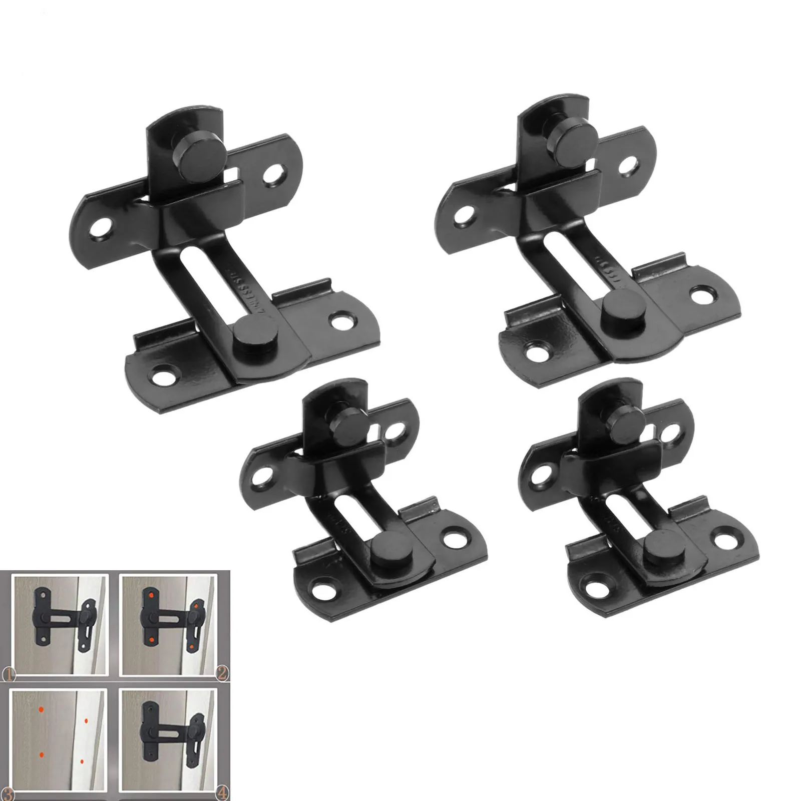 

2Pcs Stainless Steel 90 Degree Door Latch Buckles Furniture Lock Hasp For Sliding Door Cabinet Drawer Anti-Corrosion Buckle