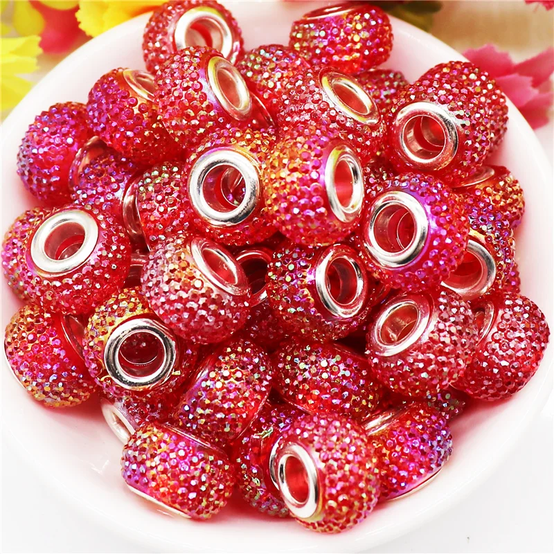 10Pcs/Lot New Blue Color Rhinestone Sparkling Beads 15mm Round Spacer Bayberry Beads for Women Bracelet Head Jewelry Hair Beads