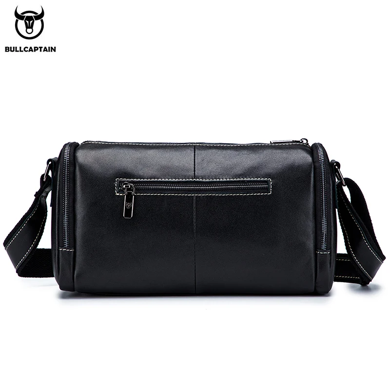 BULLCAPTAIN leather men\'s sports bag fitness shoulder bag retro handbag travel bag large capacity laptop bag cross section