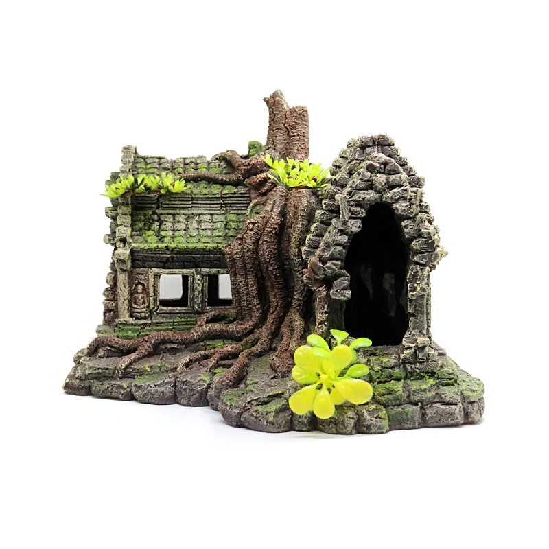 Fish Tank Aquarium Accessories Resin Tree House Wooden House Aquarium Beautification Fish Tank Decoration Crafts Pet Supplies