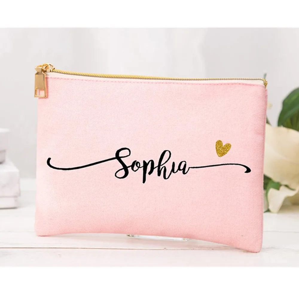 Personalized Bridal make up bag Custom Name bag Bachelorette Party Canvas  Monogram Cosmetic Bag  Bridesmaid  Gift  Makeup  Bag