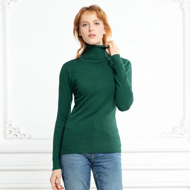 Marwin 2019 New-Coming Autumn Winter Solid Casual Turn-down Collar Pullovers Female Thick Turtleneck Knitted Women Sweater