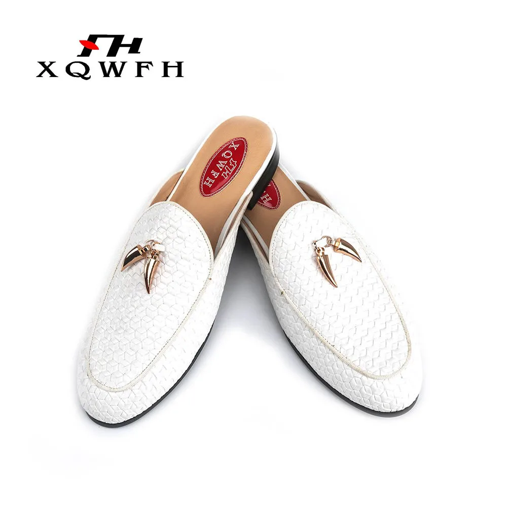 Men shoes gold tassels men\'s slippers smoking Slip-on flats handmade male shoes casual genuine leather fashion loafers