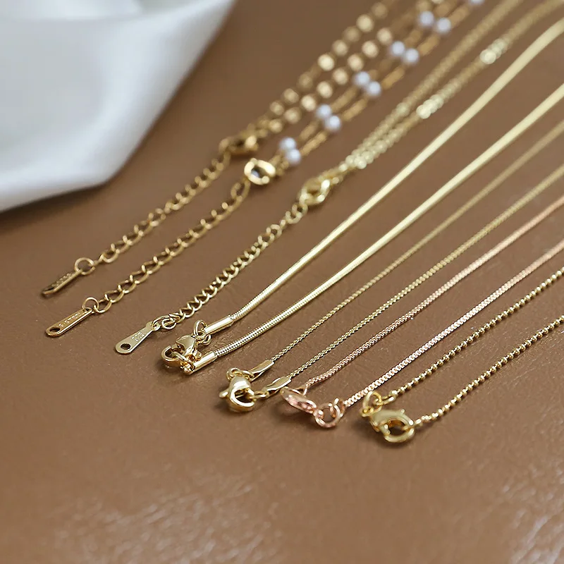 10pcs/lot  Fine Flattening Necklace Chains With Lobster Clasps Set Finished chain For Girl Woman