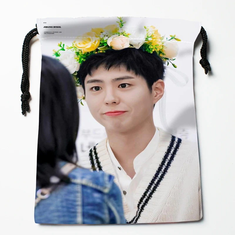 New Arrival Park Bo Gum Drawstring Bags Print 18X22CM Soft Satin Fabric Resuable Storage Storage Clothes Bag Shoes Bags