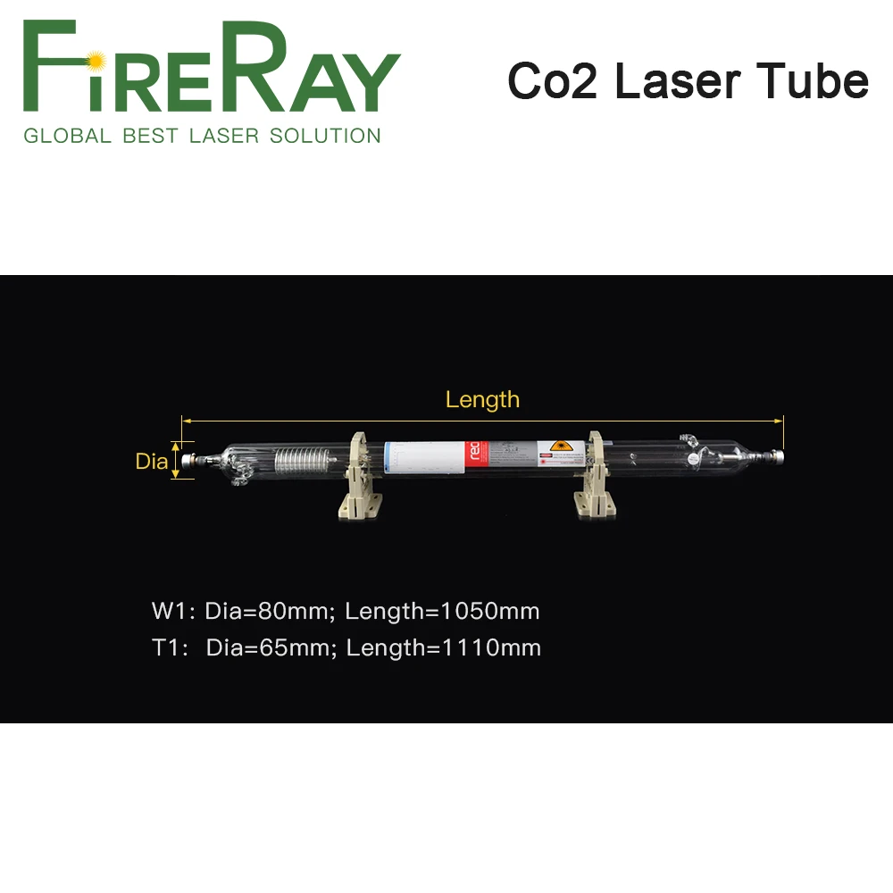 FireRay Reci W1/T1 75 واط أنبوب ليزر صندوق خشبي التعبئة Dia.80mm 65 مللي متر لآلة قطع النقش بالليزر Co2