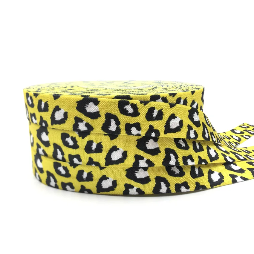 10Yard 15mm Kuh muster Leopard Zebra druck Falte über elastisches Band zum Nähen Haar gummi Riemen Rucksack Dekoration Zubehör – Detail 5