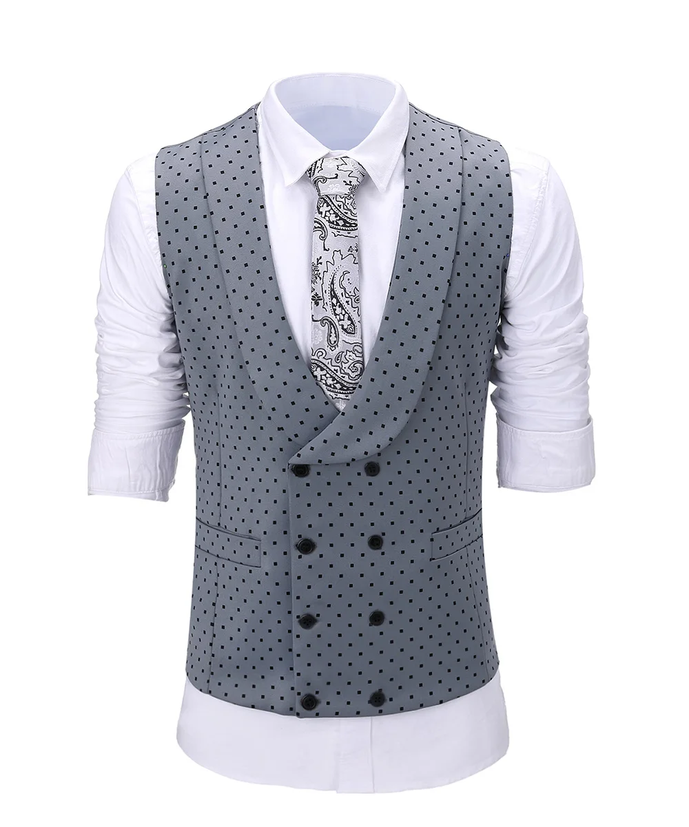 

Men's vest Spotted Lapel Slim Fit Double Breasted waistcoat Tuxedos Groomsmen For Wedding 1 pieces