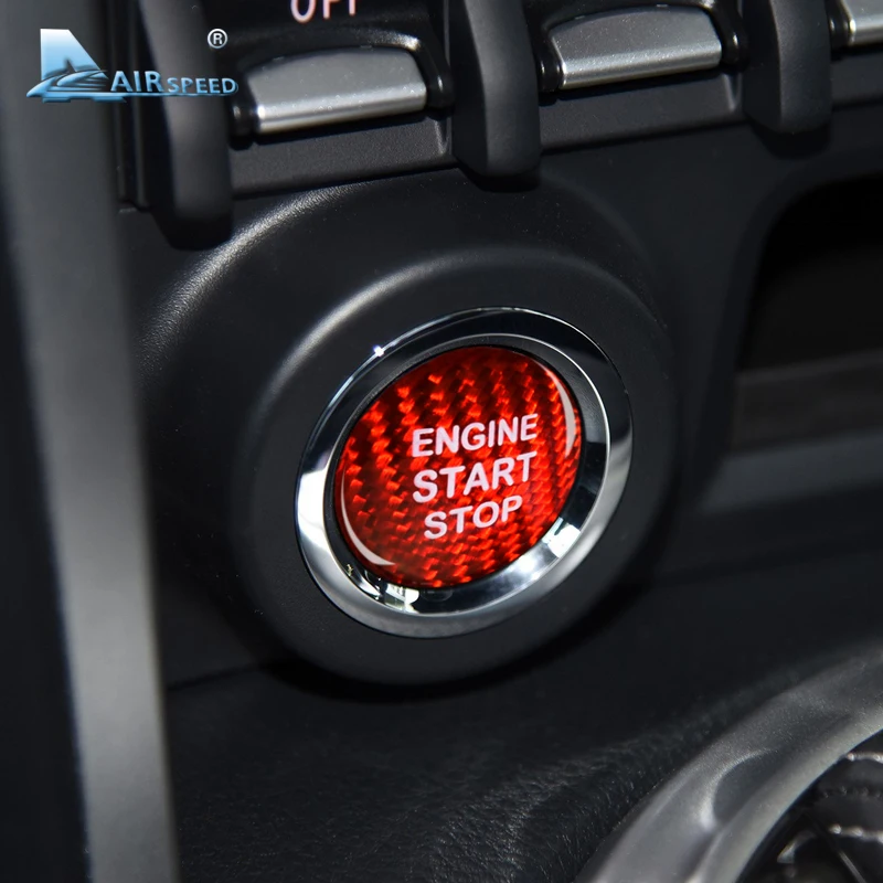 AIRSPEED Carbon Fiber Car Engine Start Button Sticker Interior for Toyota 86 Corolla Avalon Crown Vios Rav4 C-HR Alphard Camry