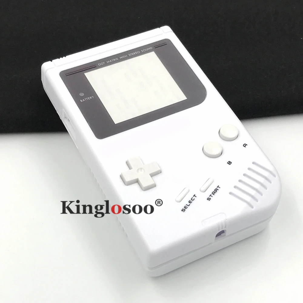 White Full housing shell case for Nintendo Gameboy Classic GBC for GB DMG GBO w/ rubber pad buttons