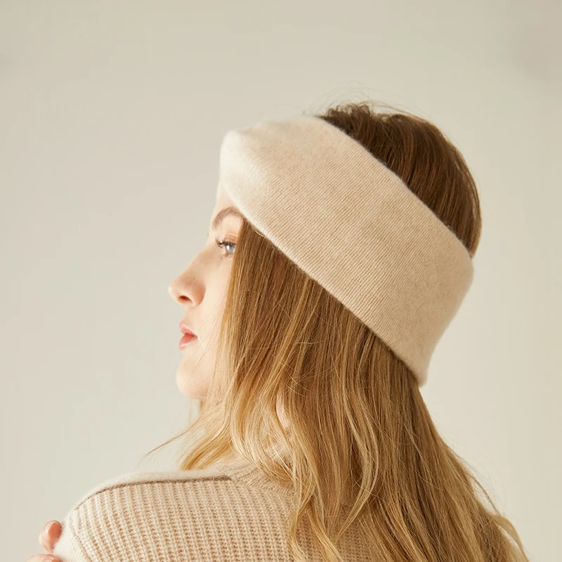 

Women Headwears 100% Goat Cashmere Knitted Head Accessories 2022 Winter New Fashion Keep Warm Caps