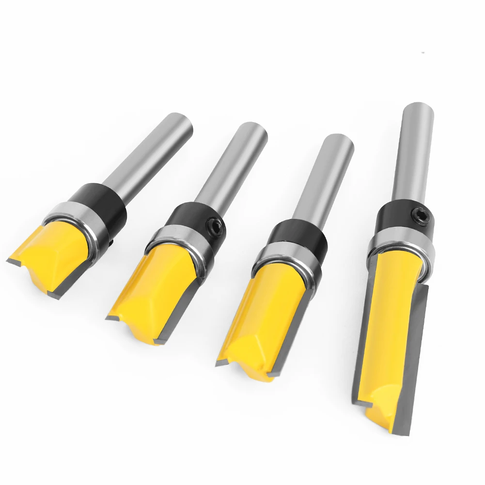 4PCS 1/4 In 6mm Shank Cutter Router Bit Trimming Woodworking Milling Cutter Dual Blades