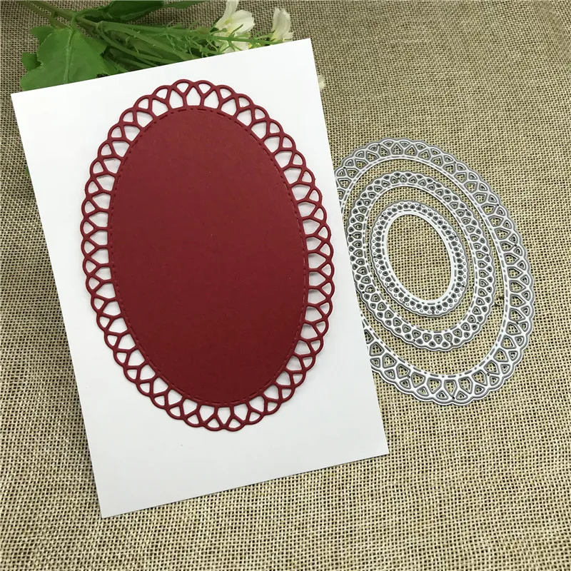 3pcs/set Oval Circle Metal stencil mold Cutting Dies decoration scrapbook die cuts Album Paper Craft Embossing DIY Card Crafts