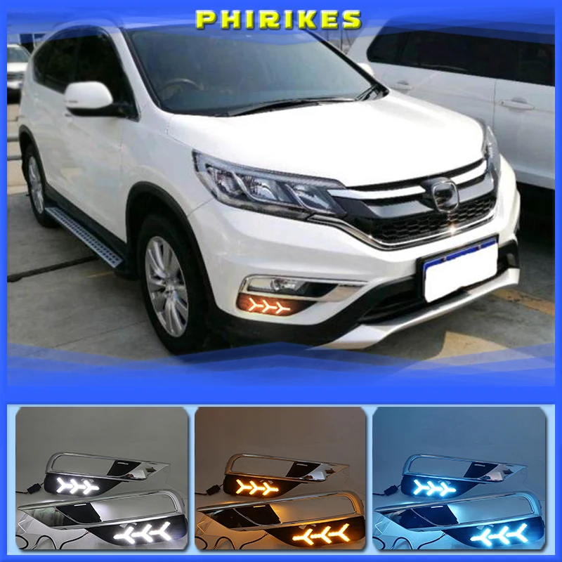 For Honda CRV CR-V 2015 2016 LED Car DRL daytime running light Bumper Front Fog lamp Turn Signal yellow