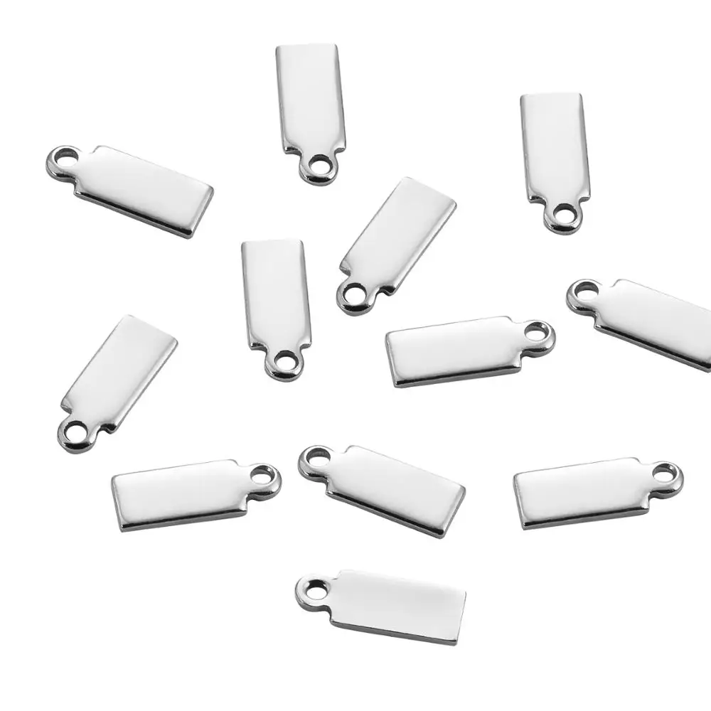 25 sztuk prostokątna zawieszka ze stali nierdzewnej dla majsterkowiczów Charms tworzenia biżuterii na bransoletkę naszyjnik 10*4mm