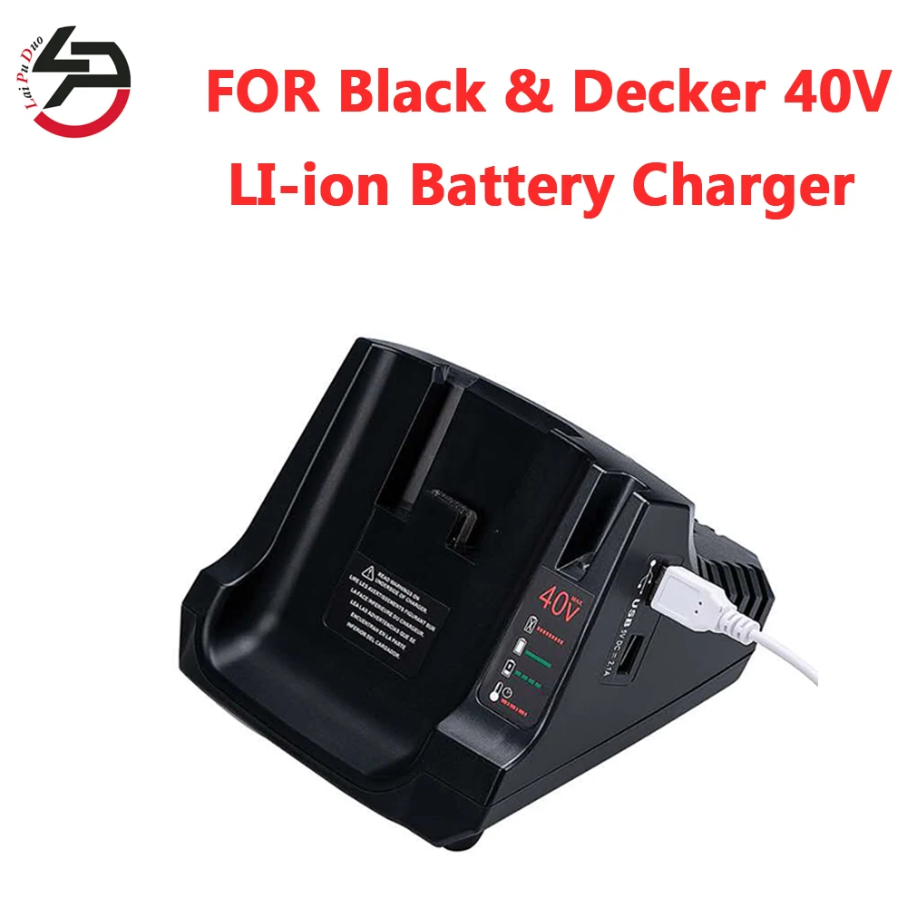 For Black & Decker Li-ion Battery Charger 40VMax Battery with Double USB Hight Quality for Black & Decker 40V Battery Charger